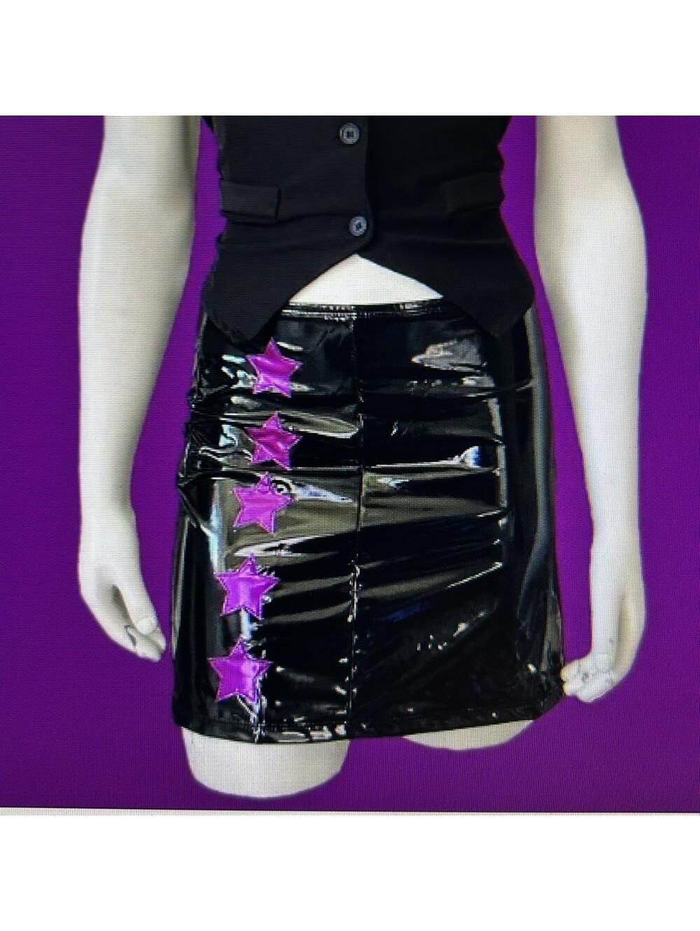 Horoscopez by Dolls Kill | Goth Black Poly Vinyl with Purple Stars | Small